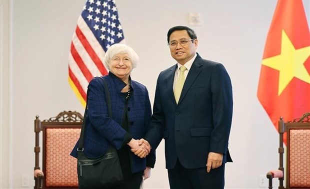 越南政府总理范明正会见美国财政部长珍妮特•耶伦